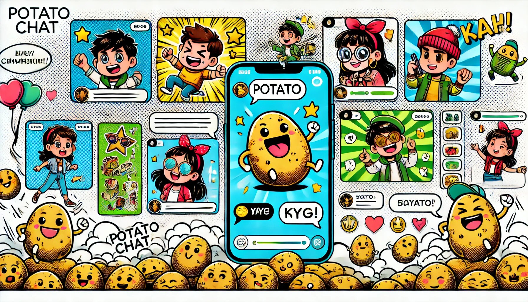 DALL·E 2025-03-03 17.50.51 - A comic-style illustration of a fun and interactive chat screen from PotatoChat, featuring cartoon characters chatting with each other using potato-th_proc.jpg