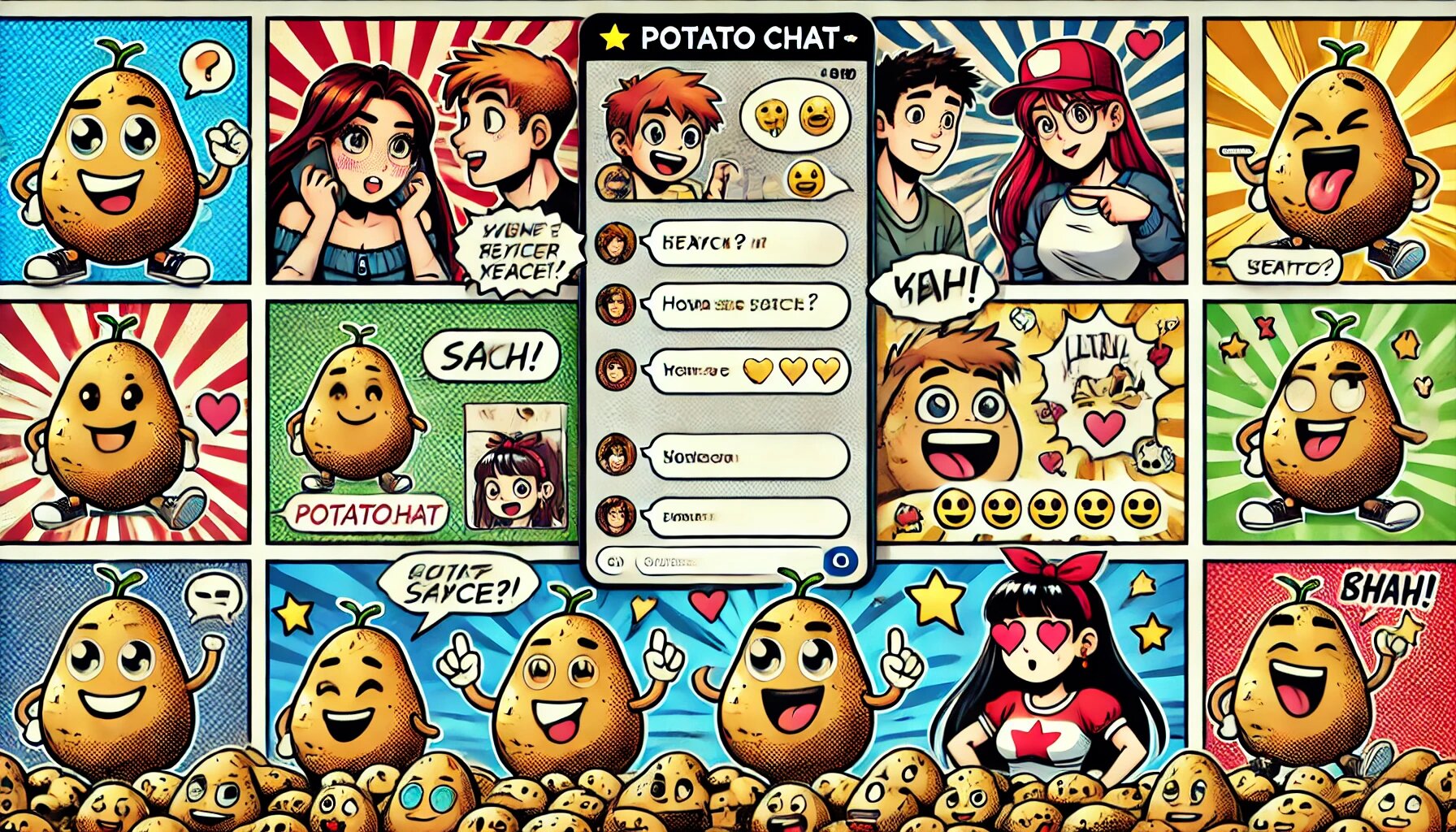 DALL·E 2025-03-04 18.00.28 - A comic-style illustration of a fun and interactive chat screen from PotatoChat, featuring cartoon characters chatting with each other using potato-th_proc.jpg